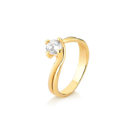 Anel solitário em ouro 18k com zircônia