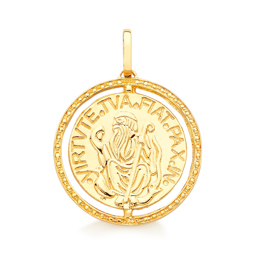 Pingente São Bento em ouro amarelo