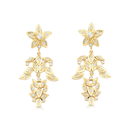 Brincos em ouro amarelo com brilhantes