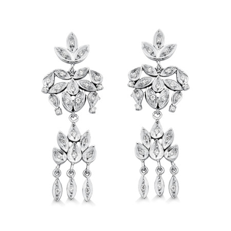 Brincos em ouro branco em brilhantes