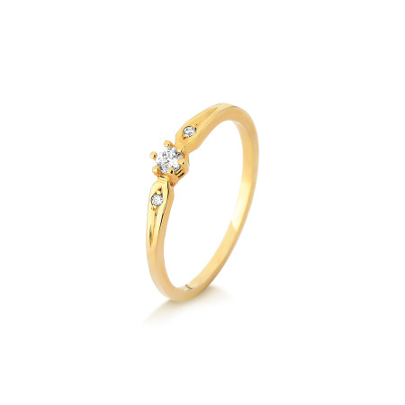 Solitário em ouro amarelo com diamantes