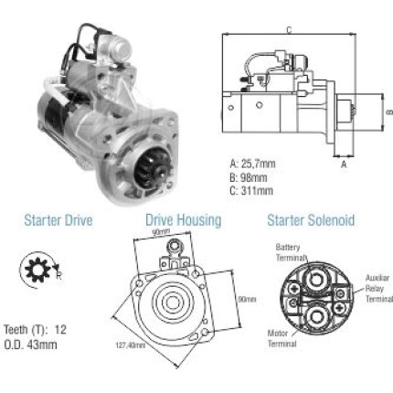 Motor de Partida ZM 80.890.03 VM CAMINHÃO VW MWM 24V