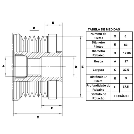 Polia Roda Livre Alternador Para Freemont Compass Ik7002