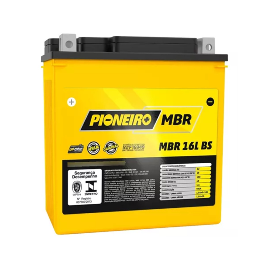Bateria Pioneiro MBR 16L-BS 15Ah 12V