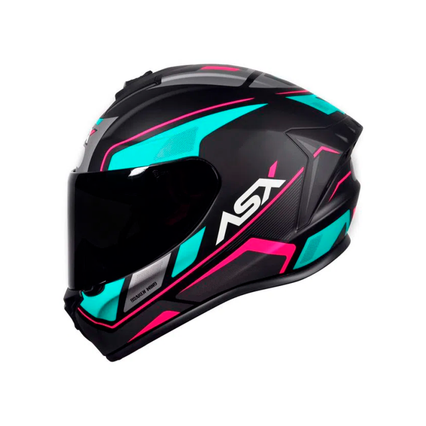 Capacete ASX Draken Wind - Preto Fosco / Tiffany / Rosa