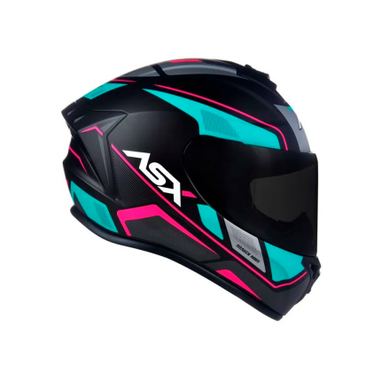 Capacete ASX Draken Wind - Preto Fosco / Tiffany / Rosa