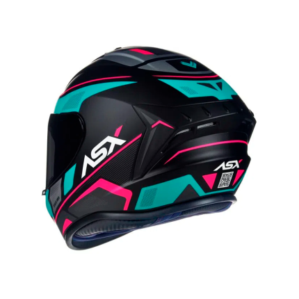 Capacete ASX Draken Wind - Preto Fosco / Tiffany / Rosa