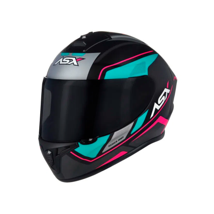 Capacete ASX Draken Wind - Preto Fosco / Tiffany / Rosa