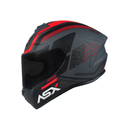 Capacete ASX Draken Cougar - Cinza Fosco / Preto / Vermelho