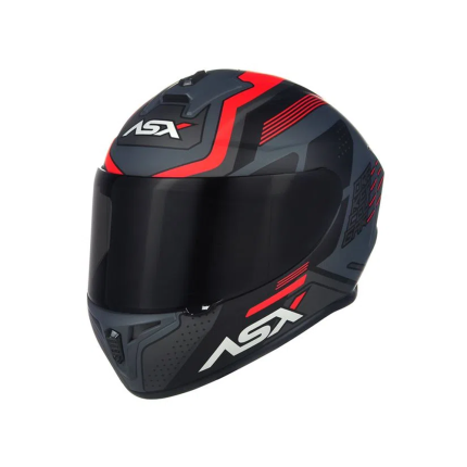 Capacete ASX Draken Cougar - Cinza Fosco / Preto / Vermelho