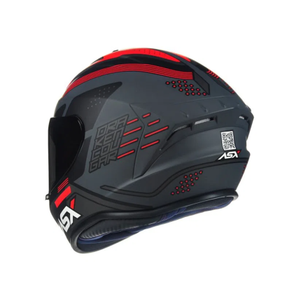 Capacete ASX Draken Cougar - Cinza Fosco / Preto / Vermelho