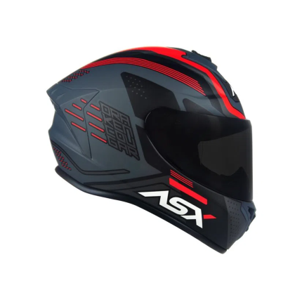 Capacete ASX Draken Cougar - Cinza Fosco / Preto / Vermelho