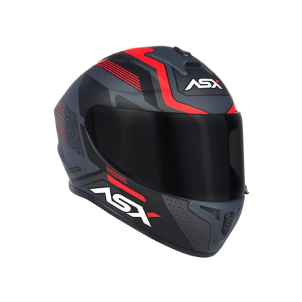 Capacete ASX Draken Cougar - Cinza Fosco / Preto / Vermelho