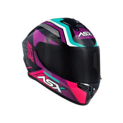 Capacete ASX Draken Cougar - Preto / Rosa / Tiffany