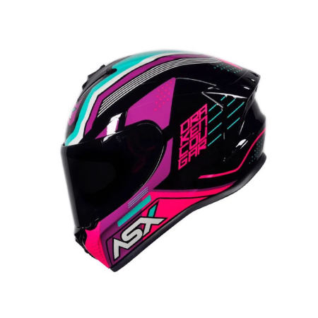 Capacete ASX Draken Cougar - Preto / Rosa / Tiffany