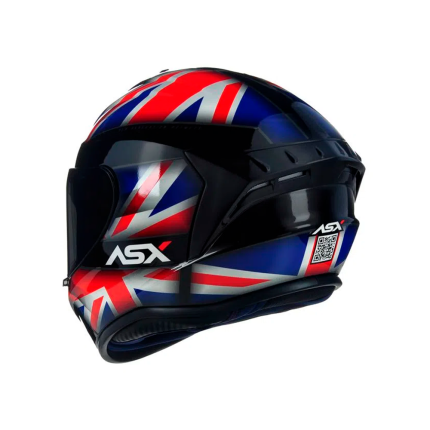 Capacete ASX Draken UK - Preto / Vermelho / Azul