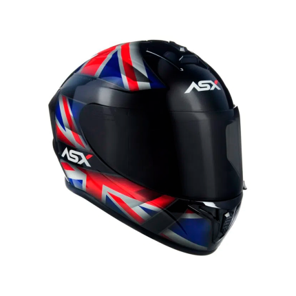 Capacete ASX Draken UK - Preto / Vermelho / Azul