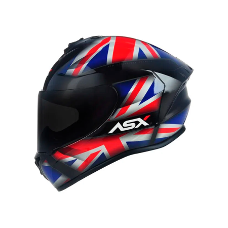 Capacete ASX Draken UK - Preto / Vermelho / Azul