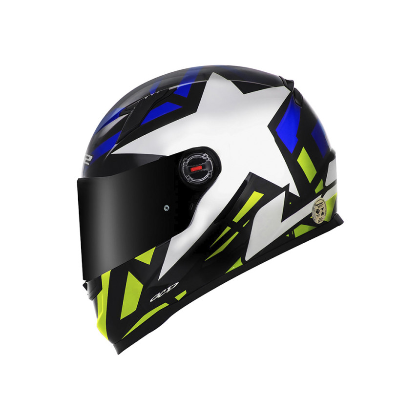 Capacete LS2 Classic FF358 Starwar - Azul e Amarelo Fluorescente
