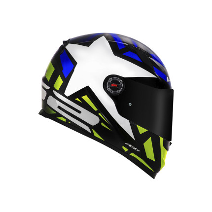 Capacete LS2 Classic FF358 Starwar - Azul e Amarelo Fluorescente