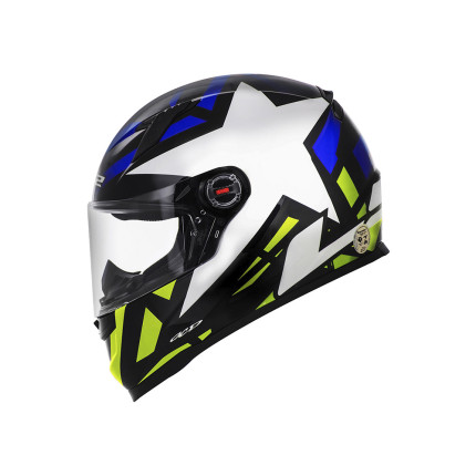 Capacete LS2 Classic FF358 Starwar - Azul e Amarelo Fluorescente