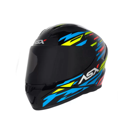 Capacete ASX City Arrow - Preto / Azul / Amarelo