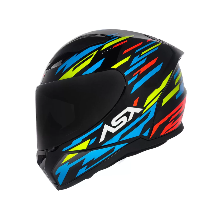 Capacete ASX City Arrow - Preto / Azul / Amarelo