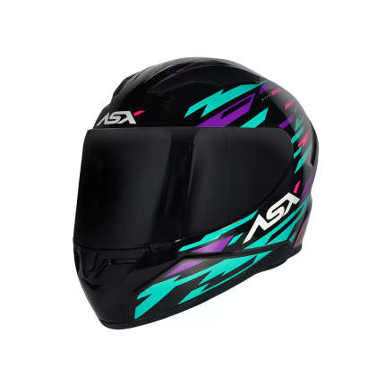 Capacete ASX City Arrow - Preto / Tiffany / Roxo
