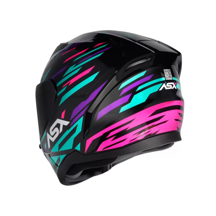 Capacete ASX City Arrow - Preto / Tiffany / Roxo