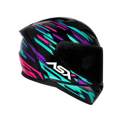 Capacete ASX City Arrow - Preto / Tiffany / Roxo