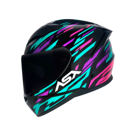 Capacete ASX City Arrow - Preto / Tiffany / Roxo