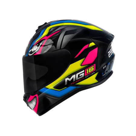 Capacete ASX Draken Marianny Réplica - Preto / Amarelo / Azul