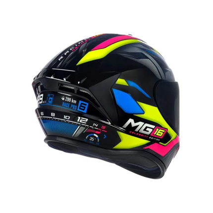 Capacete ASX Draken Marianny Réplica - Preto / Amarelo / Azul