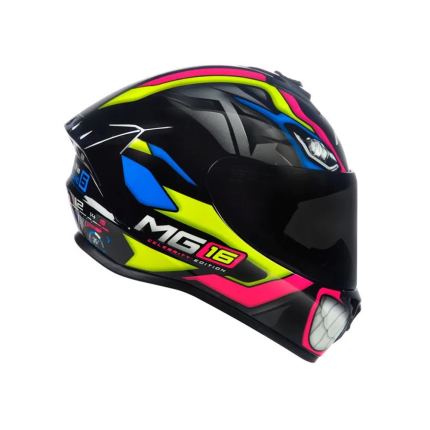 Capacete ASX Draken Marianny Réplica - Preto / Amarelo / Azul