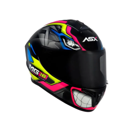 Capacete ASX Draken Marianny Réplica - Preto / Amarelo / Azul