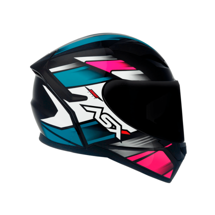 Capacete ASX City Start - Preto / Turquesa / Rosa