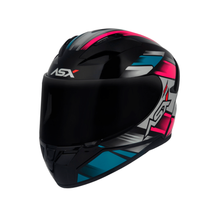 Capacete ASX City Start - Preto / Turquesa / Rosa