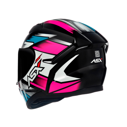 Capacete ASX City Start - Preto / Turquesa / Rosa