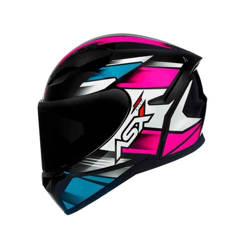 Capacete ASX City Start - Preto / Turquesa / Rosa
