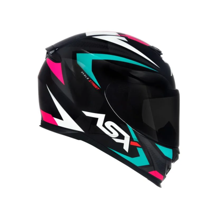 Capacete Asx Eagle Street - Preto / Tiffany / Rosa