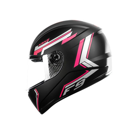 Capacete FLY F9 HG Hans - Preto Fosco e Rosa