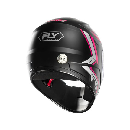 Capacete FLY F9 HG Hans - Preto Fosco e Rosa
