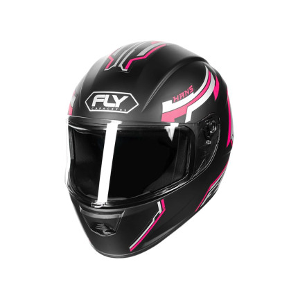 Capacete FLY F9 HG Hans - Preto Fosco e Rosa