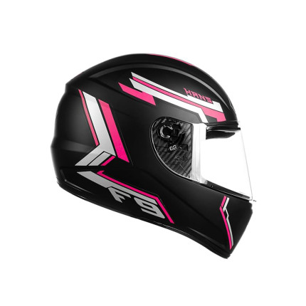 Capacete FLY F9 HG Hans - Preto Fosco e Rosa