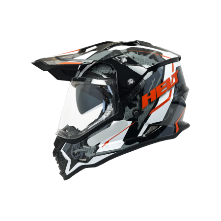 Capacete Helt Cross Vision Glass Ride - Preto / Branco / Cinza