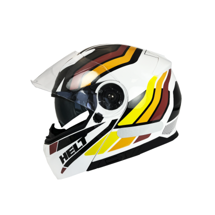 Capacete Helt Hippo Glass Soul - Branco / Amarelo / Vermelho