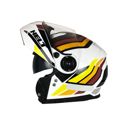 Capacete Helt Hippo Glass Soul - Branco / Amarelo / Vermelho