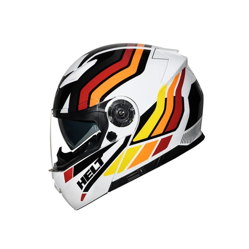 Capacete Helt Hippo Glass Soul - Branco / Amarelo / Vermelho