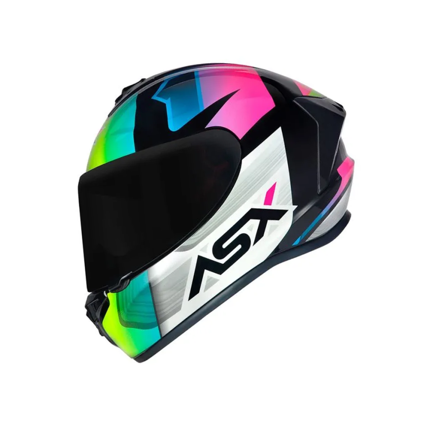 Capacete ASX Draken Striker - Preto / Amarelo / Rosa