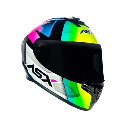 Capacete ASX Draken Striker - Preto / Amarelo / Rosa